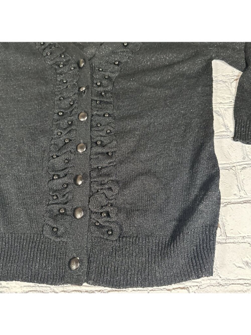 Black Sparkle Glitter Beaded Cardigan Joy Joy Brand Women’s Size Medium NEW - Picture 11 of 16